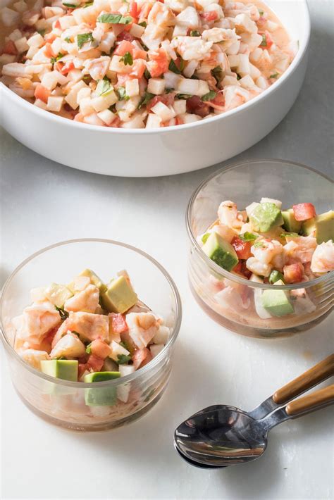 Chop the shrimp into 1/2 inch pieces and toss it with citrus juices. Peruvian Shrimp Ceviche with Tomato, Jícama, and Avocado | Recipe in 2020 | Cooking avocado ...