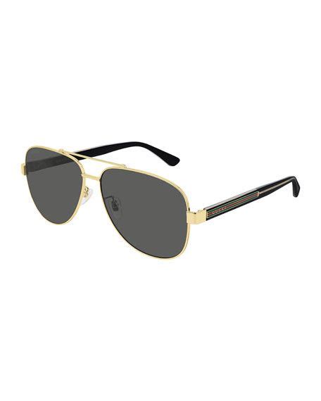 gucci men s signature web metal aviator sunglasses metal aviator sunglasses metal aviators