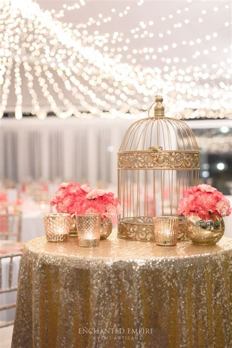 This Beautiful Coral And Gold Wedding Under A Canopy Of Fairy Lights