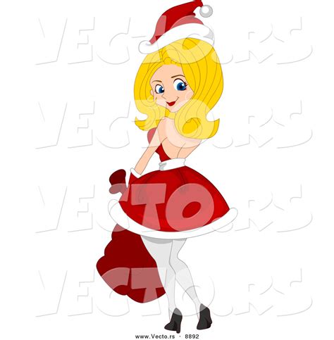 Cartoon Vector Of A Pin Up Girl In A Santa Suit Dress For Christmas By Bnp Design Studio