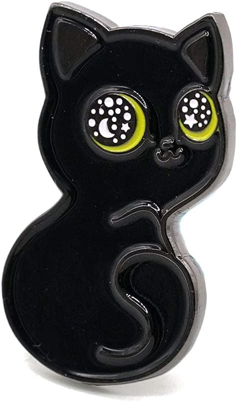 Cat Enamel Pin Black Cat Lapel Pin Starry Eyes Brooch Clothing