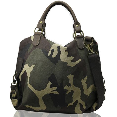 Fereti Tasche Damen Neu Damentasche Camouflage Handtasche Militär Militärgrün Bag Army Khaki