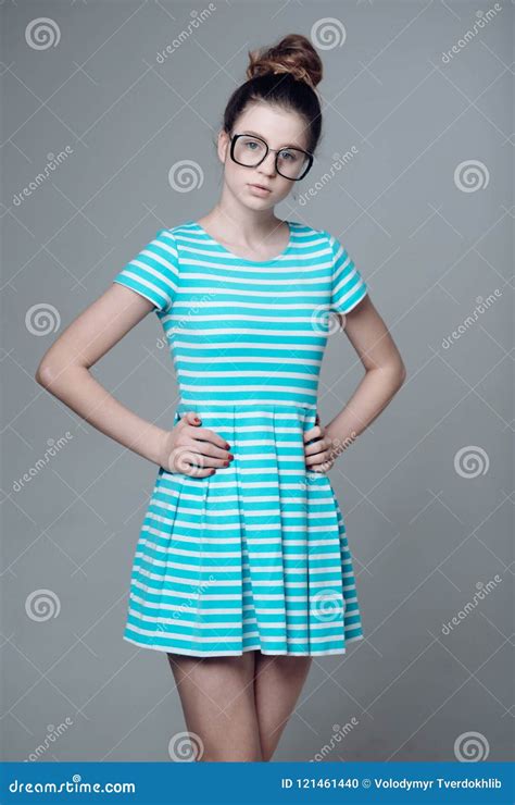 Nerd Girl Girl In Nerd Glasses Nerd Girl Student In Glasses And Dress