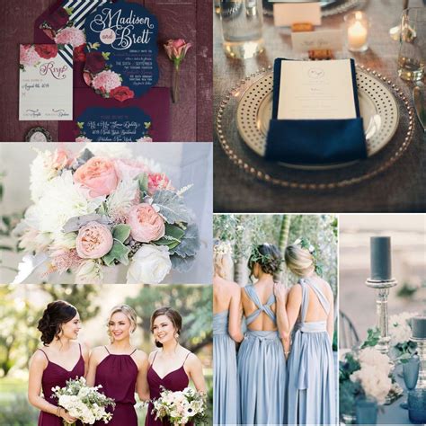 Burgandy Dusty Blue Blush And Navy Wedding Colors Wedding Colors