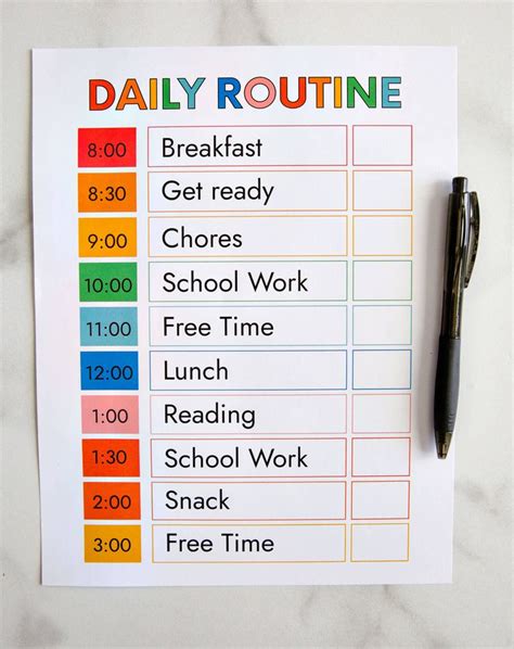 Daily Routine Chart For Year Old Pdf