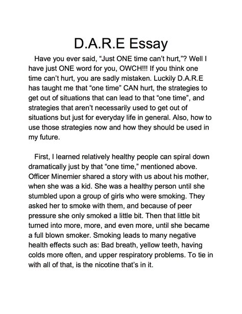 005 Essay Example 5th Grade Samples Lake Murray Elementary Dare