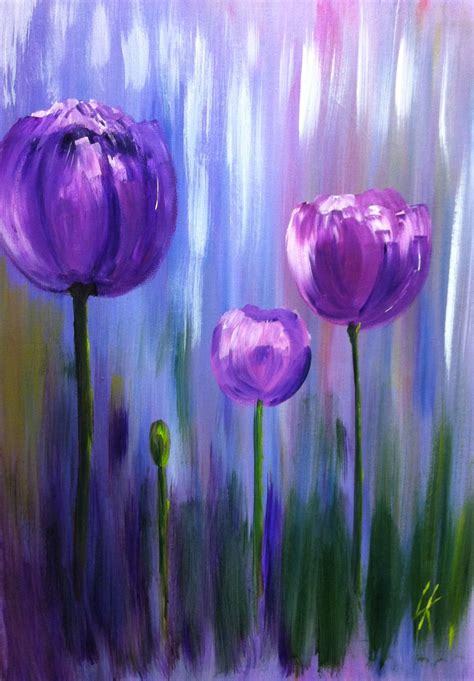 Tulips Acrylic Painting On Canvas Easy Flower Painting Acrylic