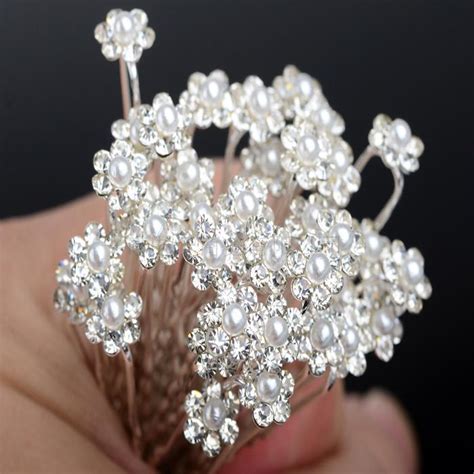40pcs Wedding Accessories Bridal Pearl Hairpins Flower Crystal