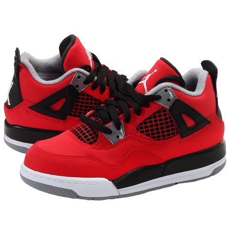 Nike Nike Big Boys Jordan 4 Retro Red Fabric Sneakers 115 Uk
