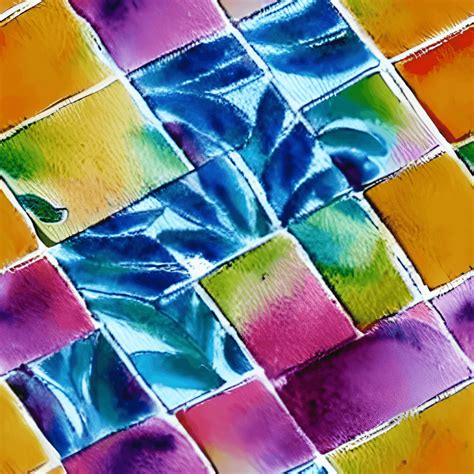 Watercolor Rainbow Floral Mosaic Tile · Creative Fabrica