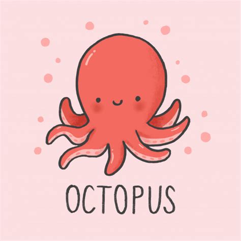 Cute Octopus Cartoon Hand Drawn Style Premium Vector