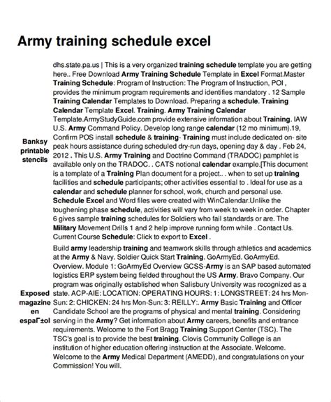 17 Training Schedule Templates Sample Templates