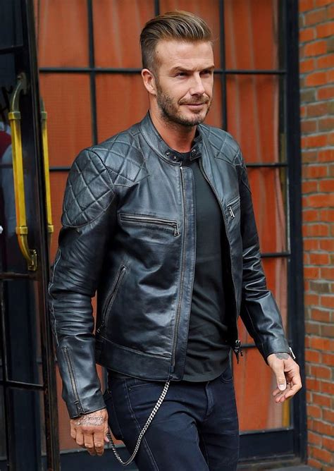 David Beckham Black Biker Mens Celebrity Leather Jacket Sale Leather