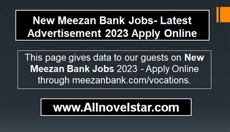 New Meezan Bank Jobs Latest Advertisement 2023 Apply Online Allnovelstar