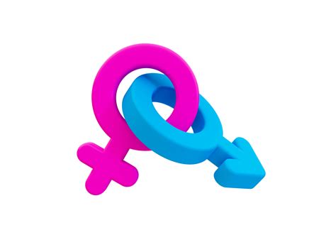 3d minimal male and female gender symbols hooked together in relationship concept 3d