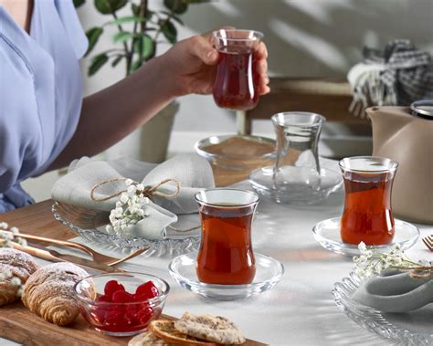Pasabahce Arabic Turkish Tea Glasses And Plates Set Authentic Turkey