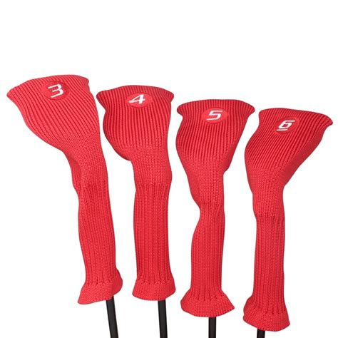 Majek All Hybrid Golf Club Red Headcover Set 3 6 Neoprene Acrylic Head