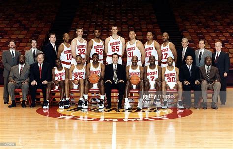 The 1994 95 World Champions Of Basketball Houston Rockets Pose For A
