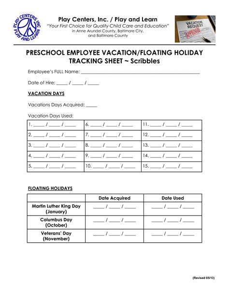 Employee Vacation Tracking Templates At