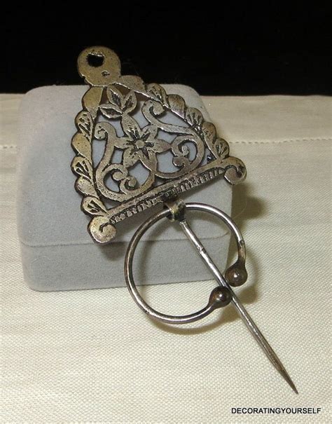 Antique Silver Celtic Penannular Pin Brooch Cape Shawl