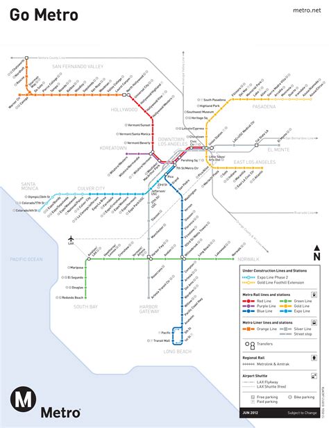 Los Angeles Transit Map Transit Map Metro Rail Metro Map