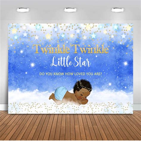 Twinkle Twinkle Little Star Backdrop For Photography Blue Glitter Back