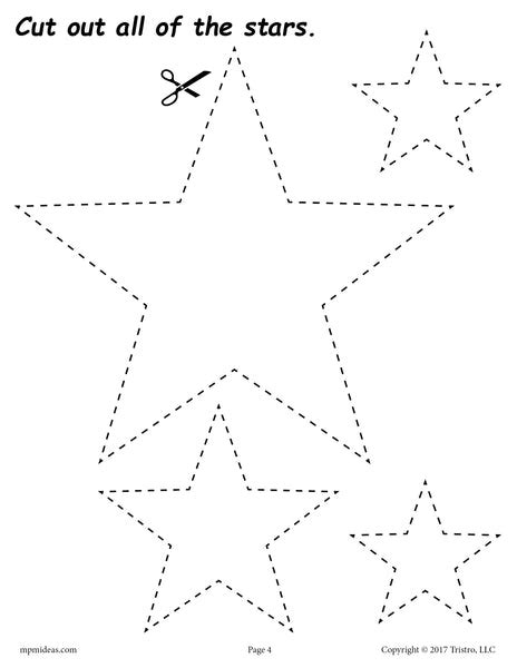 Stars Cutting Worksheet Stars Tracing And Coloring Page Supplyme
