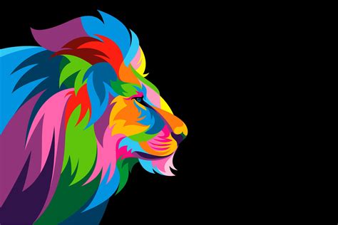 Colorful Lion Head Vector Ad Rainbowstyleblackcolorful Ad Lion