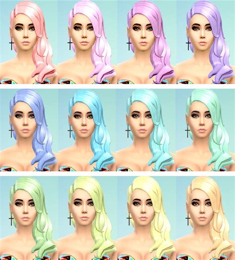 Ohmyglobsims Pastel Hair Recolors Long Wavy No Shave Style Sims 4