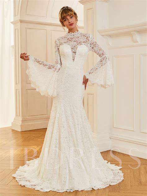 Vintage wedding jumpsuits and pantsuits. Long Sleeves Lace Mermaid Vintage Wedding Dress - Tbdress.com