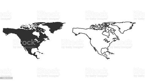 Silhouettes Of The Continents Of North America Continent Map Template