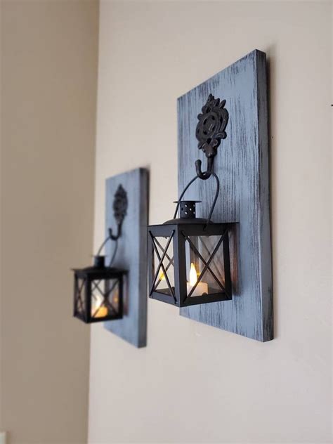 Rustic Wall Decor Wall Sconce Candles Tealight Candle Etsy Candle