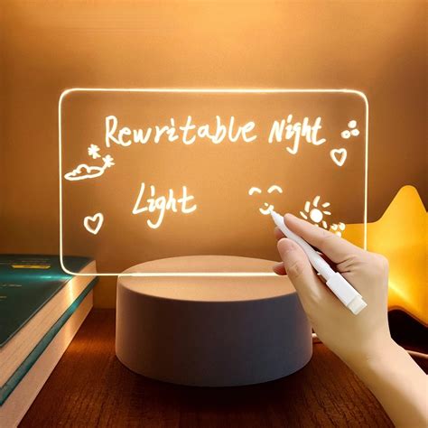 Usb Note Board Lamp With Erasable Pen Led Night Light Desktop