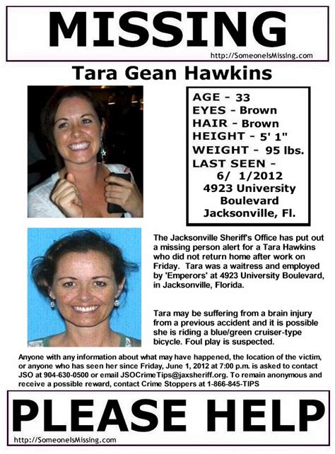 Tara Gean Hawkins Missing Jacksonville Florida