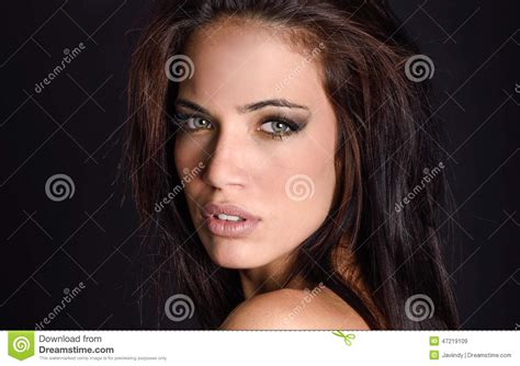 Beautiful Young Woman With Green Eyes Stock Image Image