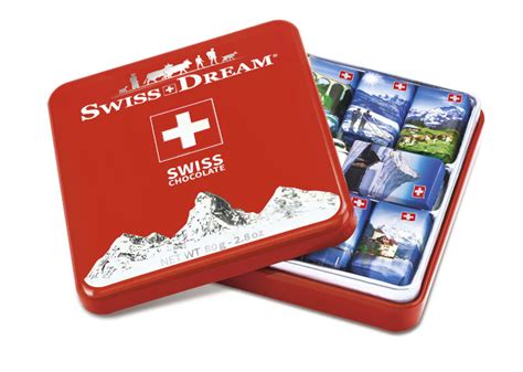 Swiss Dream Швейцарски шоколад в метална кутия 80 гр Продуктови