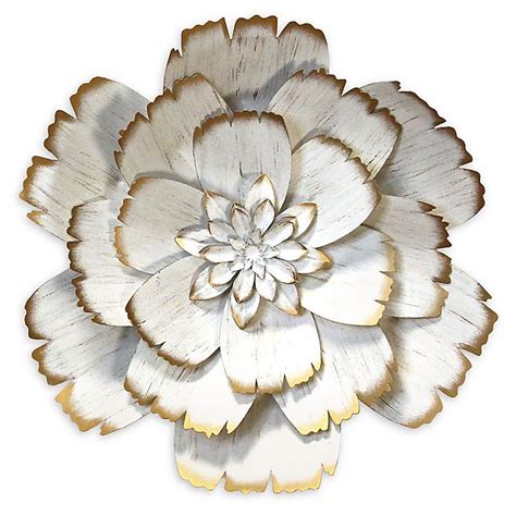 Stratton Home Decor Metal Flower Wall Art In White Bed