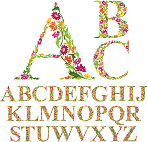 Flower Alphabets Letters Vectors 05 Free Download