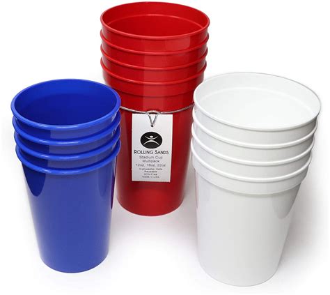 Rolling Sands 12 Pack Reusable Plastic Stadium Cups