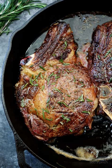 A meat thermometer is a good idea when checking the temperature of a roast; Skillet Rib Eye Steaks Recipe - Add a Pinch