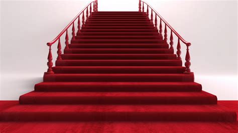Set Carpet Red Leading To Stairs In 3d Rendering Against A White