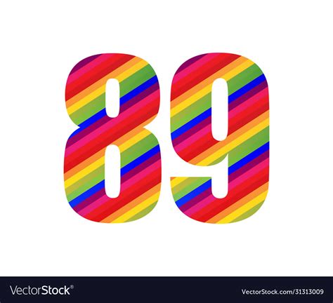 89 Number Rainbow Style Numeral Digit Colorful Vector Image