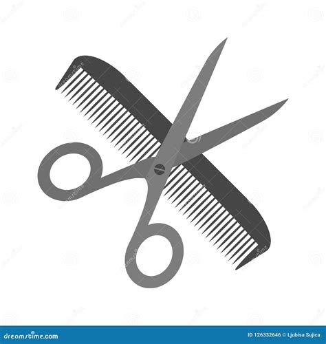 Comb And Scissors Icon Simple Vector Logo Stock Vector Illustration
