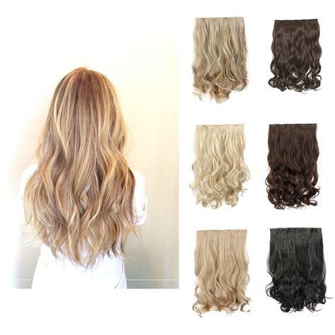 24 60cm Curly Wavy 5 Clip In Hair Extension Natural Blonde Heat