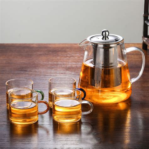 Heat Resistant Clear Glass Teapot With 304 Stainless Steel Strainer Durable