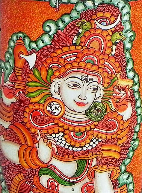 Lord Shiva Mural Painting On Bamboo 16 X 6 Inches