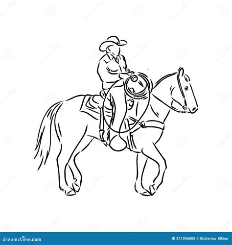 An Hand Drawn Freehand Vector Rodeo Scene From The American Culture