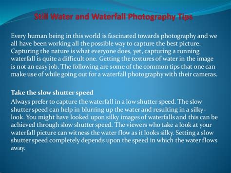Still Water And Waterfall Photography Tips