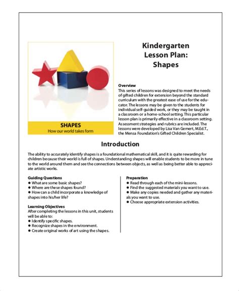 Free 8 Sample Kindergarten Lesson Plan Templates In Pdf Ms Word