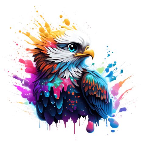 Kleurrijke Verf Splash Glitter Cute Eagle · Creative Fabrica